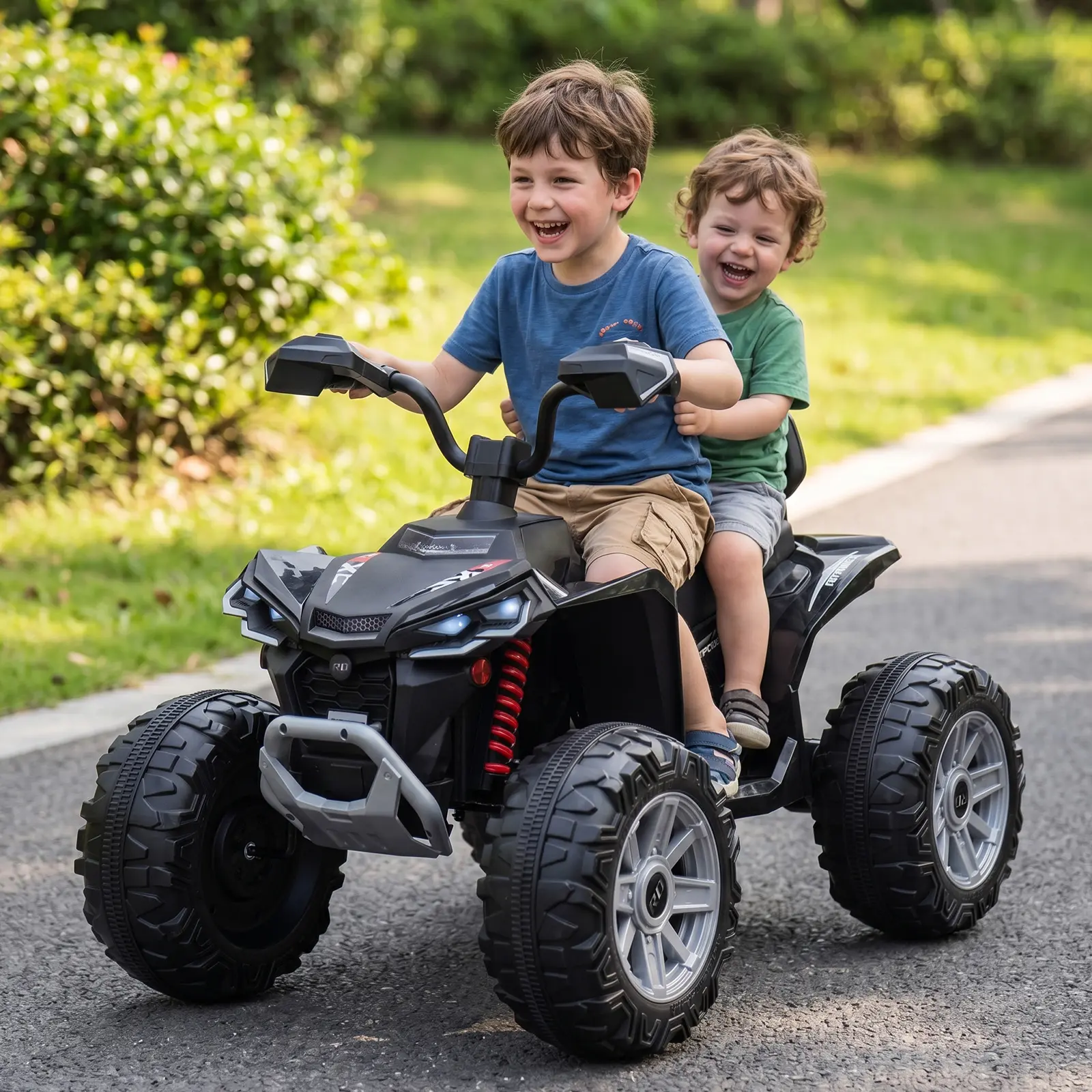 2026 Upgraded 24V Kids ATV 4-Wheeler Ride-On Car, Dual Drive, LED Lights, Bluetooth, USB, Spring Suspension, High/Low Speed, for Boys & Girls (Ages 3–8) Ride On Tractor