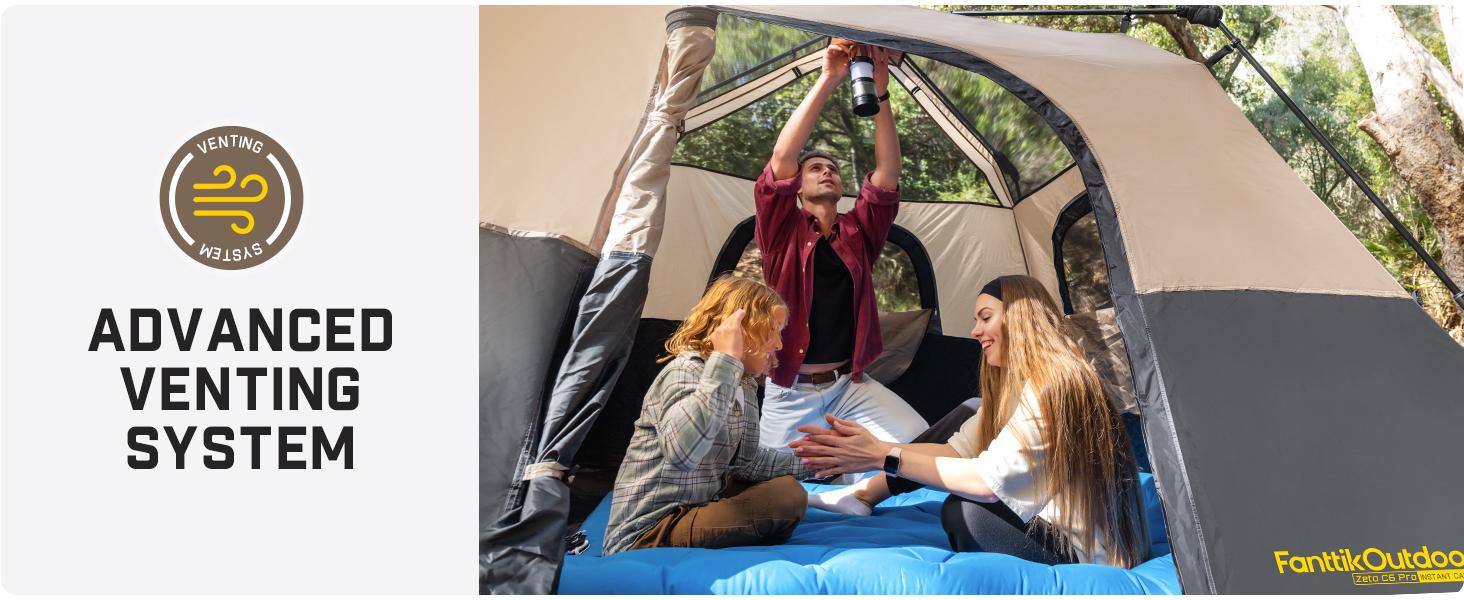 Fanttikoutdoor Zeta C6 Person Instant Cabin Tent/Alpha C4 Ultra 4 Person Pop Up Instant Cabin Tent Setup in 60 Seconds with Rainfly & Windproof Portable with Carry Bag for Family Camping & Hiking,SummerWins, Father's Day Gifts, Tents For Camping summerwin