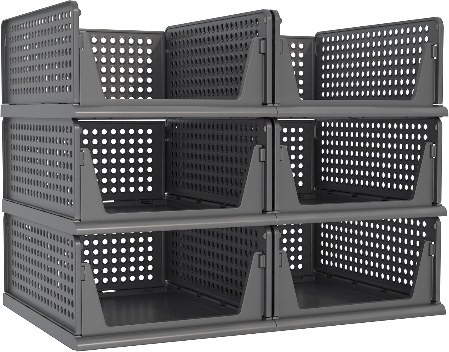5 Pack Stackable Plastic Storage Closet Organizers and Storage Bins Drawer Shelf Storage Container for Wardrobe Cupboard Kitchen Bathroom Office White
