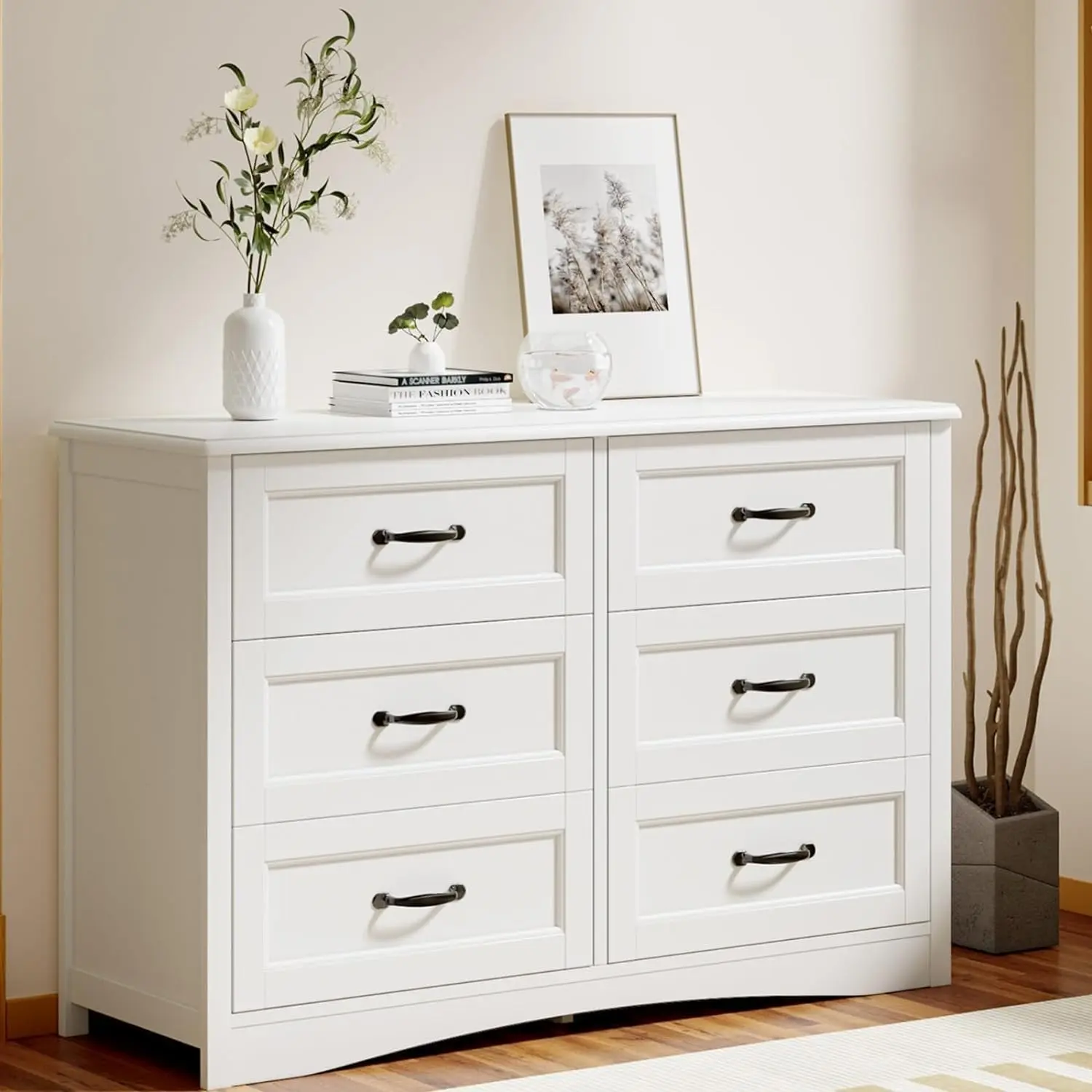 Gizoon 6 Drawer Dresser,Dresser for Bedroom with Mental Handle, White Dresser for Cloakroom, Hallway, Entryway Cupboard Apartment Furniture Organize Organizing,dorm essentials,home decor