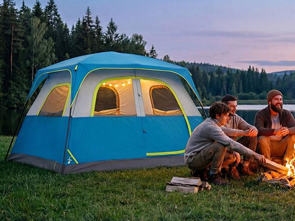 Sweetcrispy 2-8 Person Instant Polyester Camping Tent for Families, Easy Setup with Removable Rainfly, Power Cord Access & Excellent Ventilation, Easy Setup Tents, Tents For Camping