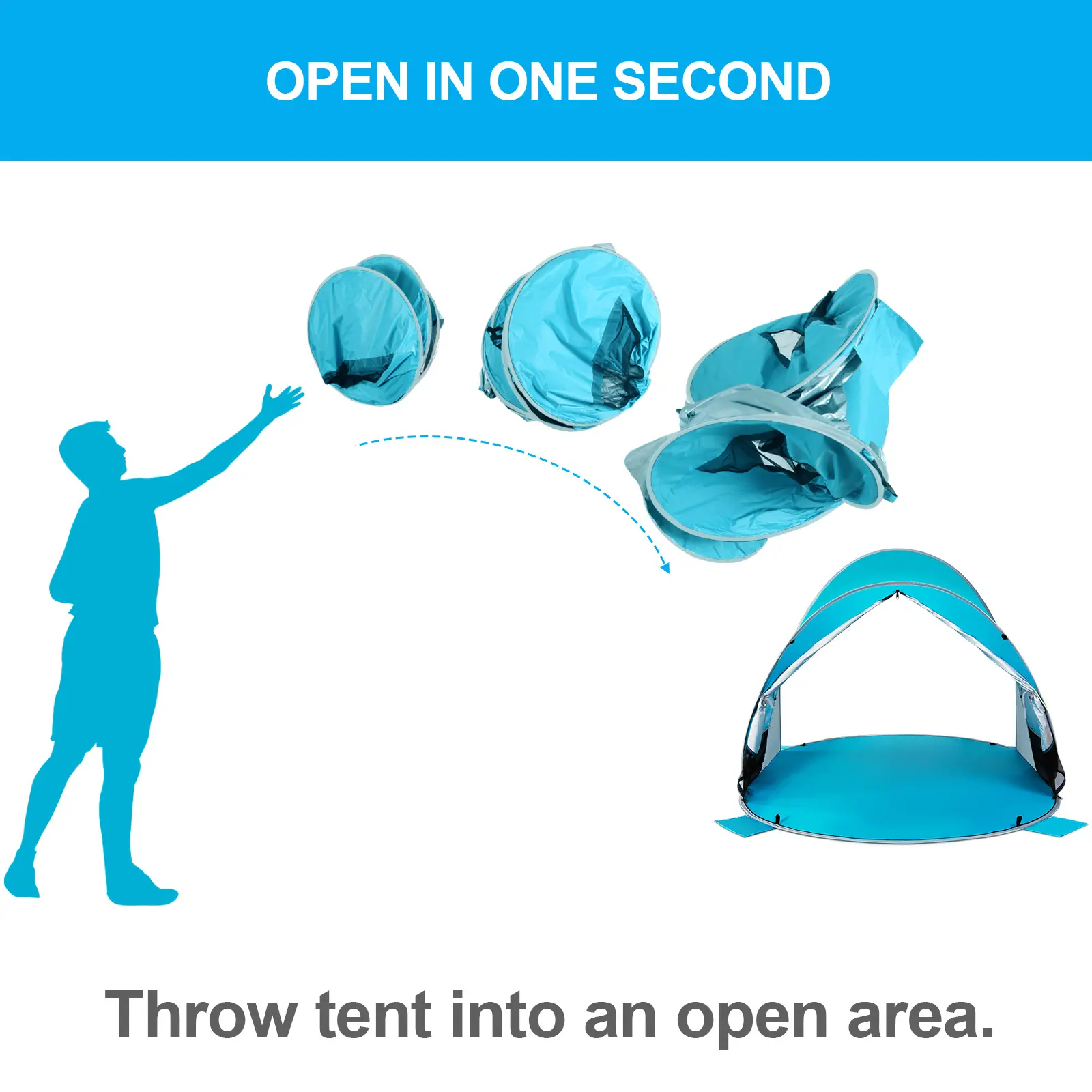 WolfWise UPF 50+ Easy Pop Up 3-4 Person Beach Tent, Sport Umbrella, Instant Sun Shelter Tent, Sun Shade Canopy, Portable Sand Pockets For Stability High Density Mesh Windows Outdoorfun #SummerVibes