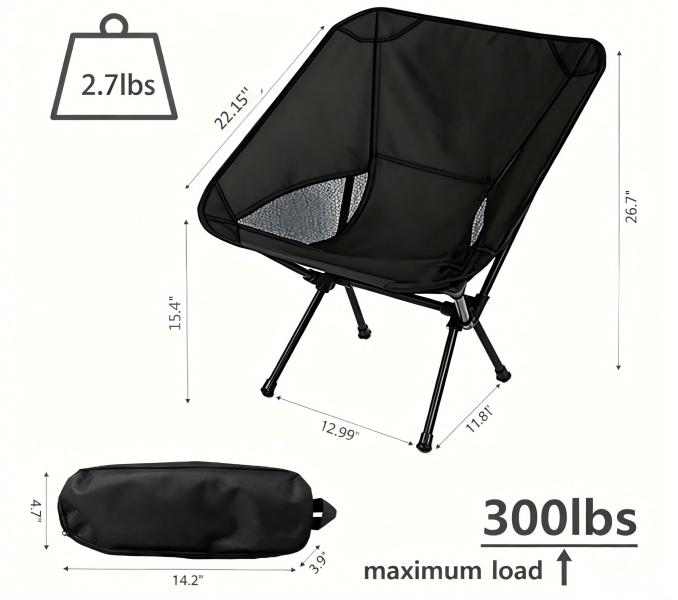 2 Pack Collapsible Camping Chair - Lightweight X-Frame Nonslip 300lb Outdoor Beach Chair, Portable Picnic Seat with Storage Carry Bag, Practical Holiday Party Gift for Backpacking, Collapsible Chair, 300Lb Chair