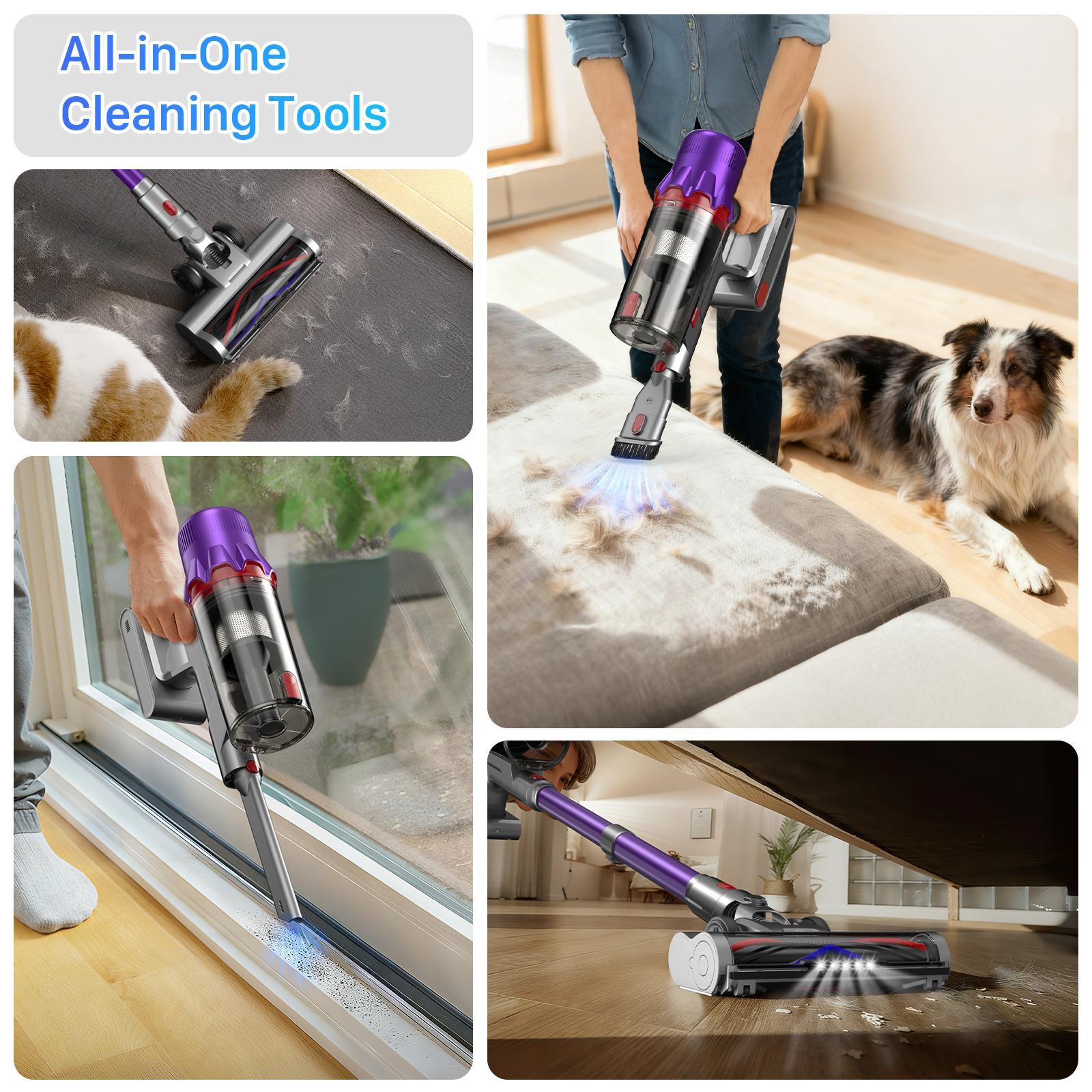 CUZMOK Cordless Vacuum Cleaner,45-Min Runtime 180W Powerful Suction,Self-Standing Stick Vacuum Cleaners with HEPA Filter for Home,Lightweight,Powerful Suction,Anti-Tangle Brush, LED Light,Detachable, for Carpet/Floor/Pet Hair/Car#Summervibes