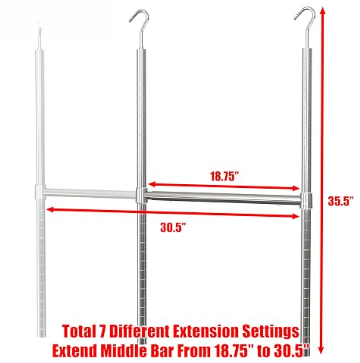 HULIABU Adjustable Double Hanging Closet Rod, Expandable Wardrobe Organizer, Space Saving Storage Rack, No Drill Clothes Hanger for Bedroom & Apartment