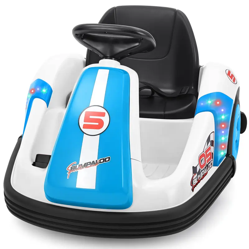 12V Kids Bumper Car with Big Wheel, 2.2 Mph Max,Ride on toys for Toddlers with Remote, Baby Bumping Toy Car with DIY Stickers,360 Degree-Spin, Music, Bluetooth,LED Lights