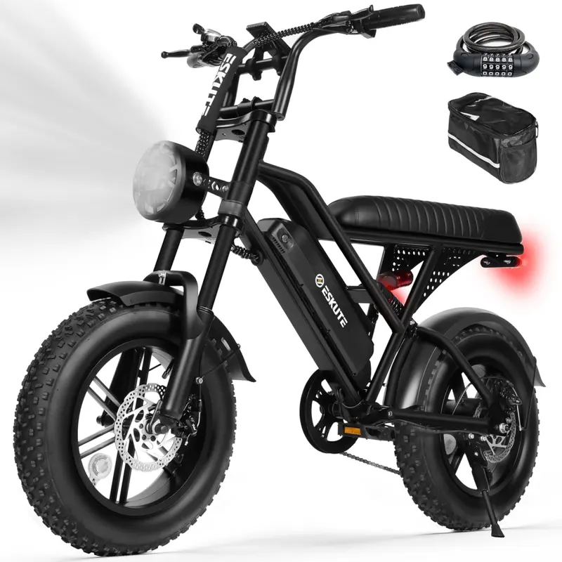 【Summer Big Sale!】E-Bike for Adults, 16" All-Terrain Fat Tire Electric Bicycle, Dual Suspension with 1500W Peak Motor, 48V 13Ah Long Range Battery, 28 MPH Speed for Commuting & Camping, Dual Suspension Ebike