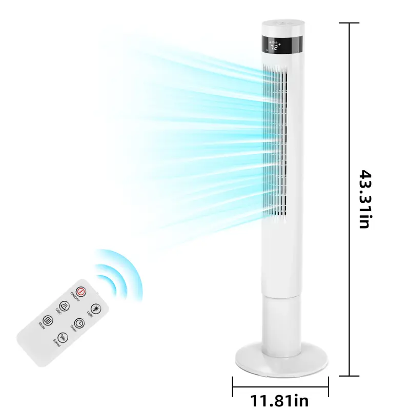Antarctic Star 43in Tower Standing Fan - 85° Oscillation, 12H Timer, Remote Control