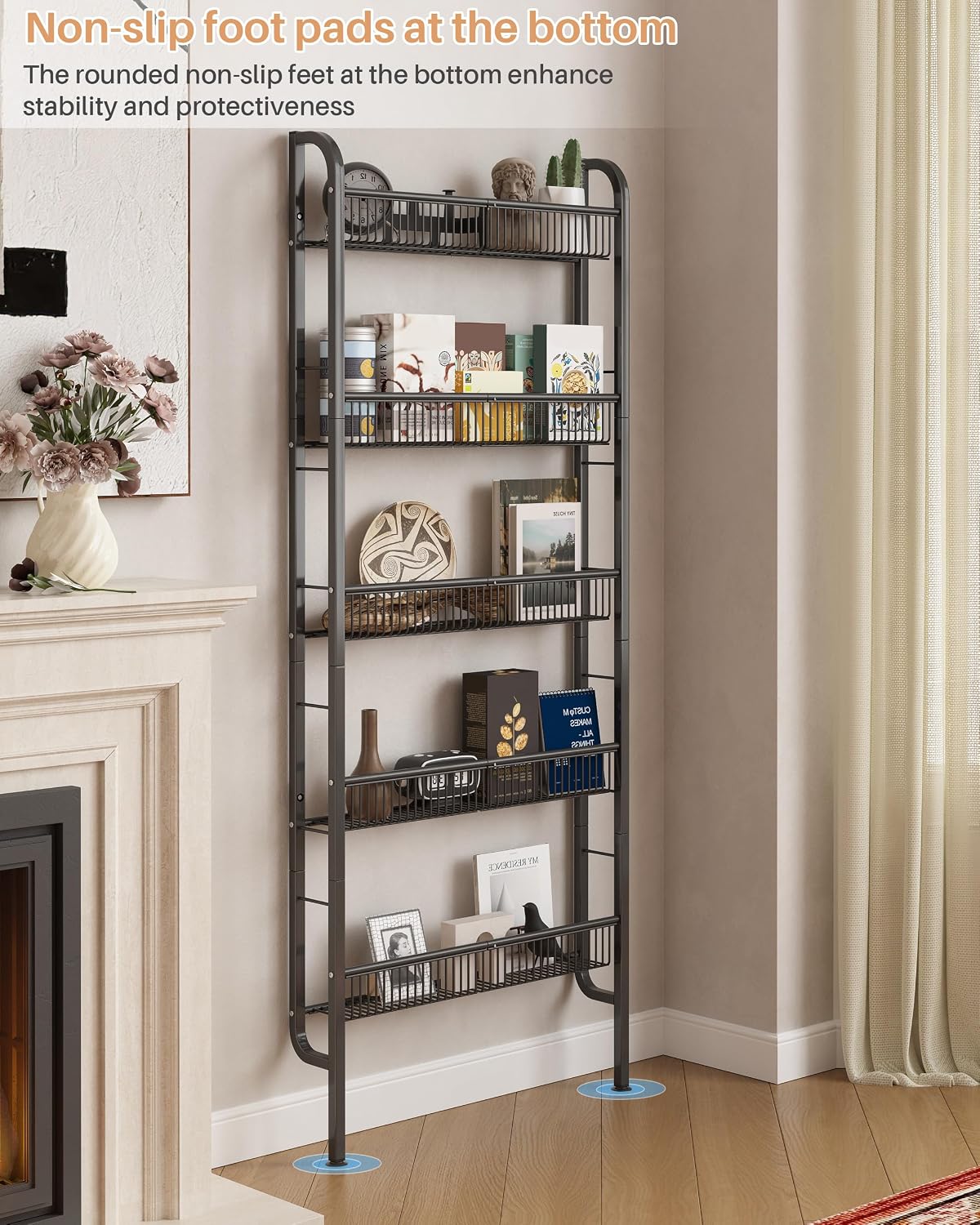 HULIABU Narrow 5-Tier Behind-the-Door Bathroom Storage Rack