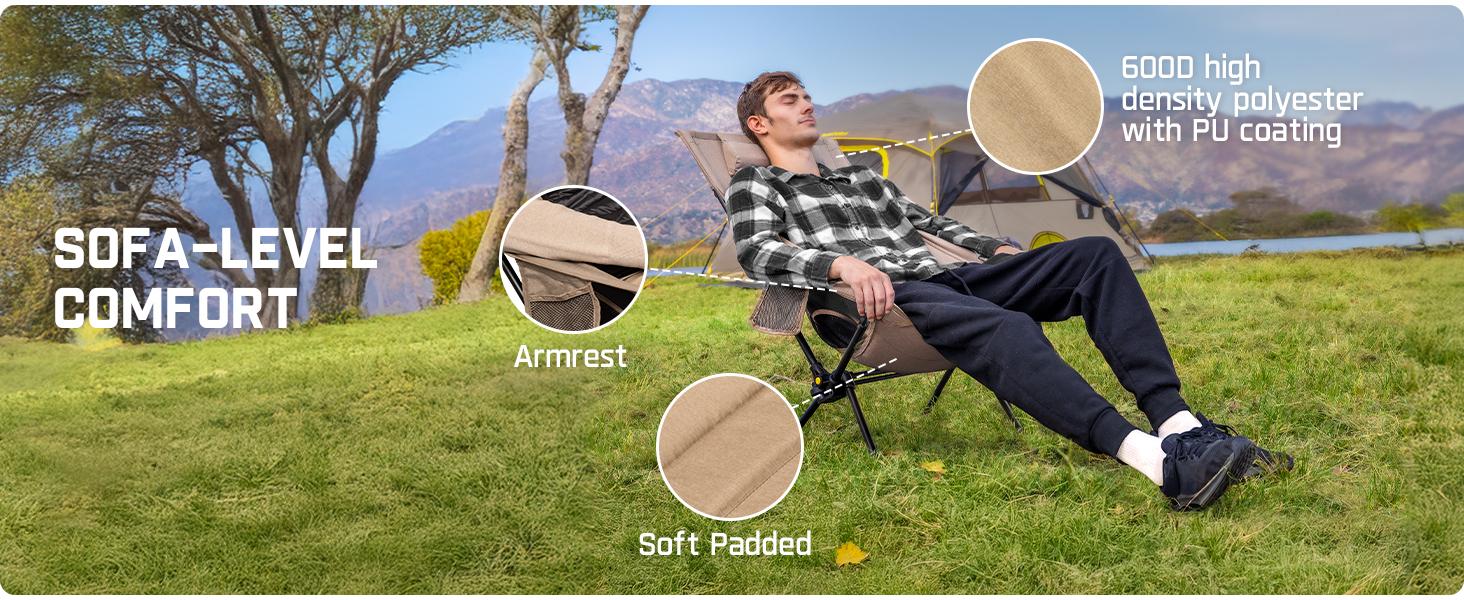 FanttikOutdoor Zeta L8 Max Camping Chair, Portable & Lightweight, Comfort-Driven Foldable Rocking Chair with Carry Bag for Camping, Hiking, Patio, Fishing, Support up to 250 lbs, Camping Lounger, Collapsible Folding Chair