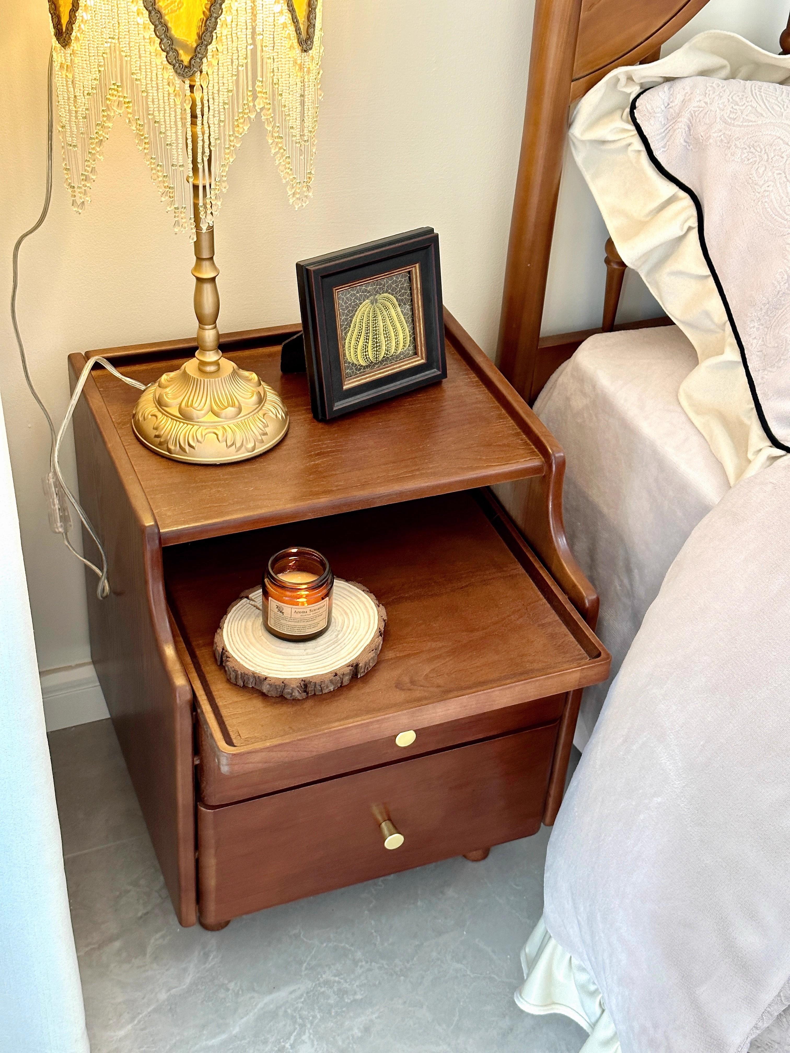 Solid Wood Modern Nightstand - No MDF, Storage Organizer, Space-Saving Furniture for Small Spaces, Bedroom Bedside Table with Drawers Nightstand For Bedroom Bedroom Nightstands