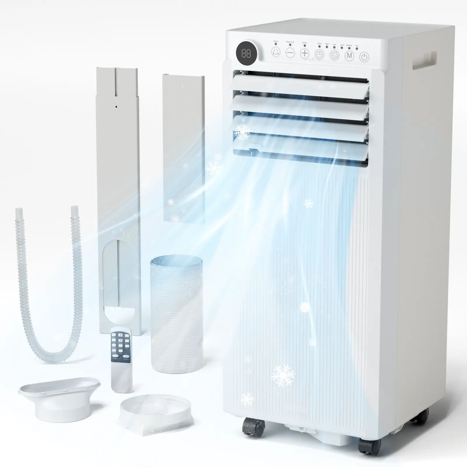 COWSAR 8000-10000 BTU EasyCool Portable Air Conditioner – Indoor Room Home Comfort Gear, Cools 350 Sq.Ft, Remote Control, LED Display, 24H Timer, Sleep Mode & Window Installation Kit, for Bedroom Office Apartment