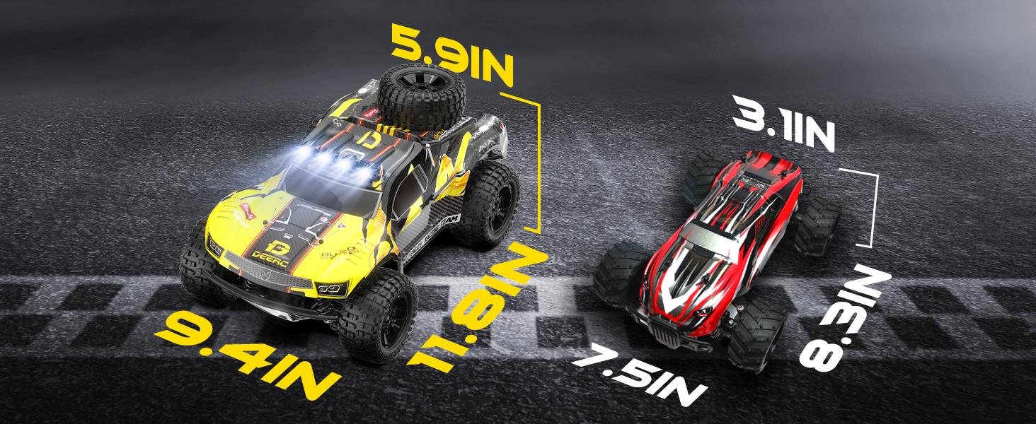 DEERC 9201E 1:10 Large Offroad Remote Control Race Car for Boys, 48 km/h Fast Short Course 4x4 PVC-Free Electric Vehicle with Lights, 2 Lithium-Ion Rechargeable Batteries, Miniature RC Cars DEERC 9201E 1:10 Large Offroad Remote Control Race Car for Boys, 48 km/h Fast Short Course 4x4 PVC-Free Electric Vehicle with Lights, 2 Lithium-Ion Rechargeable Batteries, Miniature RC Cars
