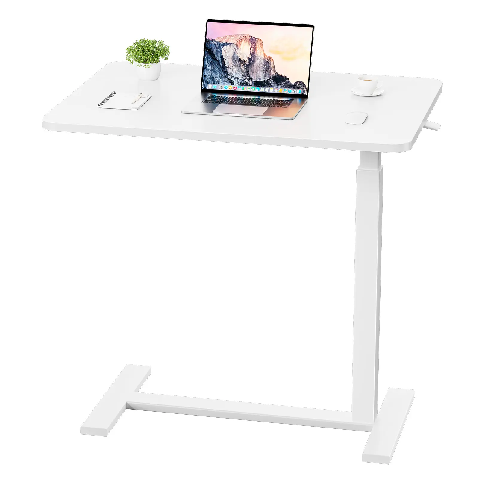 HULIABU Overbed Bedside Table Adjustable with Wheels, Mobile Standing Stand Up Rolling Laptop PC Desks with Tilting Top Height Tray Side Computer Workstation