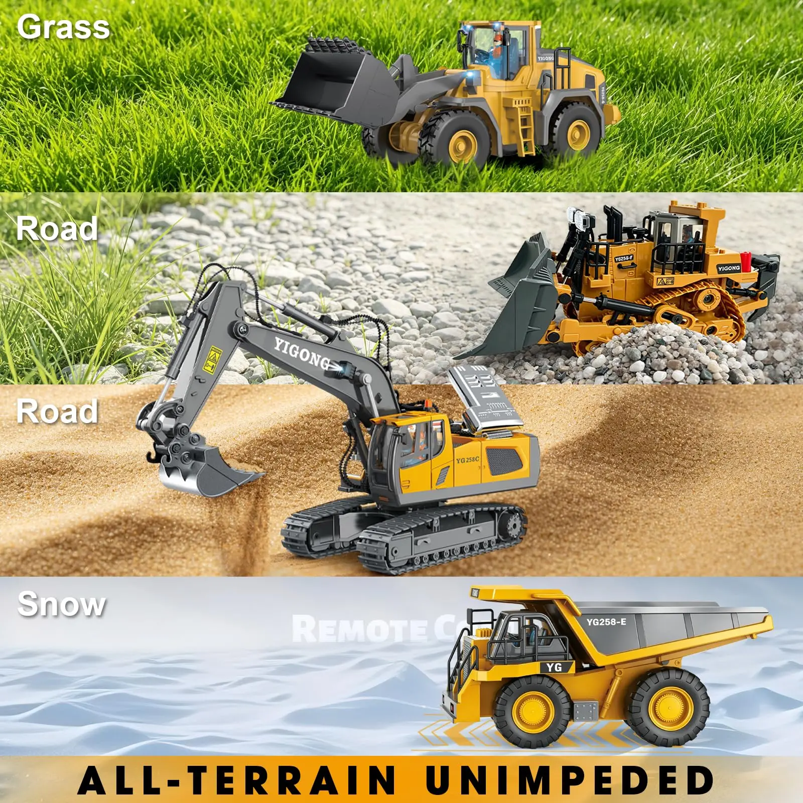 (Easy for kids!)Excavator RC Construction Truck 2.4G High-tech Remote-Control Bulldozer Construction Vehicle Electronic Toy Features lights, sounds and realistic tracks, suitable for children's play, children's gifts, birthday gifts,not 100% metal