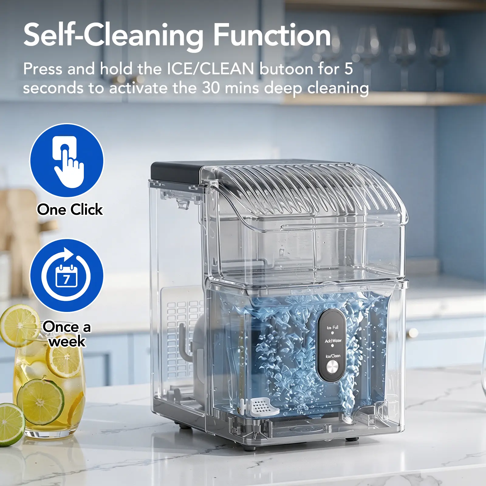 Nugget Ice Maker Countertop, Soft Chewable Nugget Ice Cubes Machine, One-Button Quick Ice Making 34Lbs/Day, Self-Cleaning, Portable Stainless Steel Ice Machine Icemachine Icemakermachine