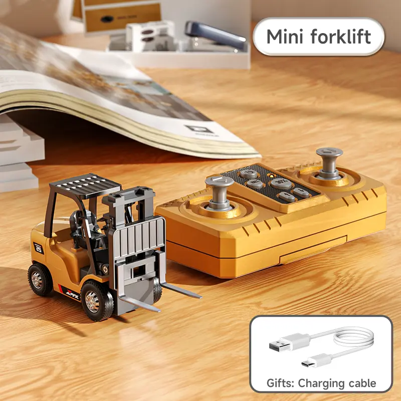 BRRRRT 1/64 RC Forklift Toy Remote Control Excavator RC Dump Truck RC Bulldozer for Adults Kids Boys and Girls RC Construction Vehicles