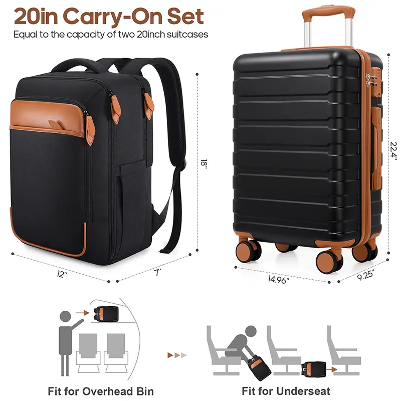 Luggage Set 3 Piece ABS Hardshell Carry On Suitcase with Spinner Wheels YKK Zipper TSA Lock Travel Backpack Airline Approved for Easy Travel - Luggagesets Traveling Bag #Summervibes, Lightweight Luggage tiktokshopbacktoschool