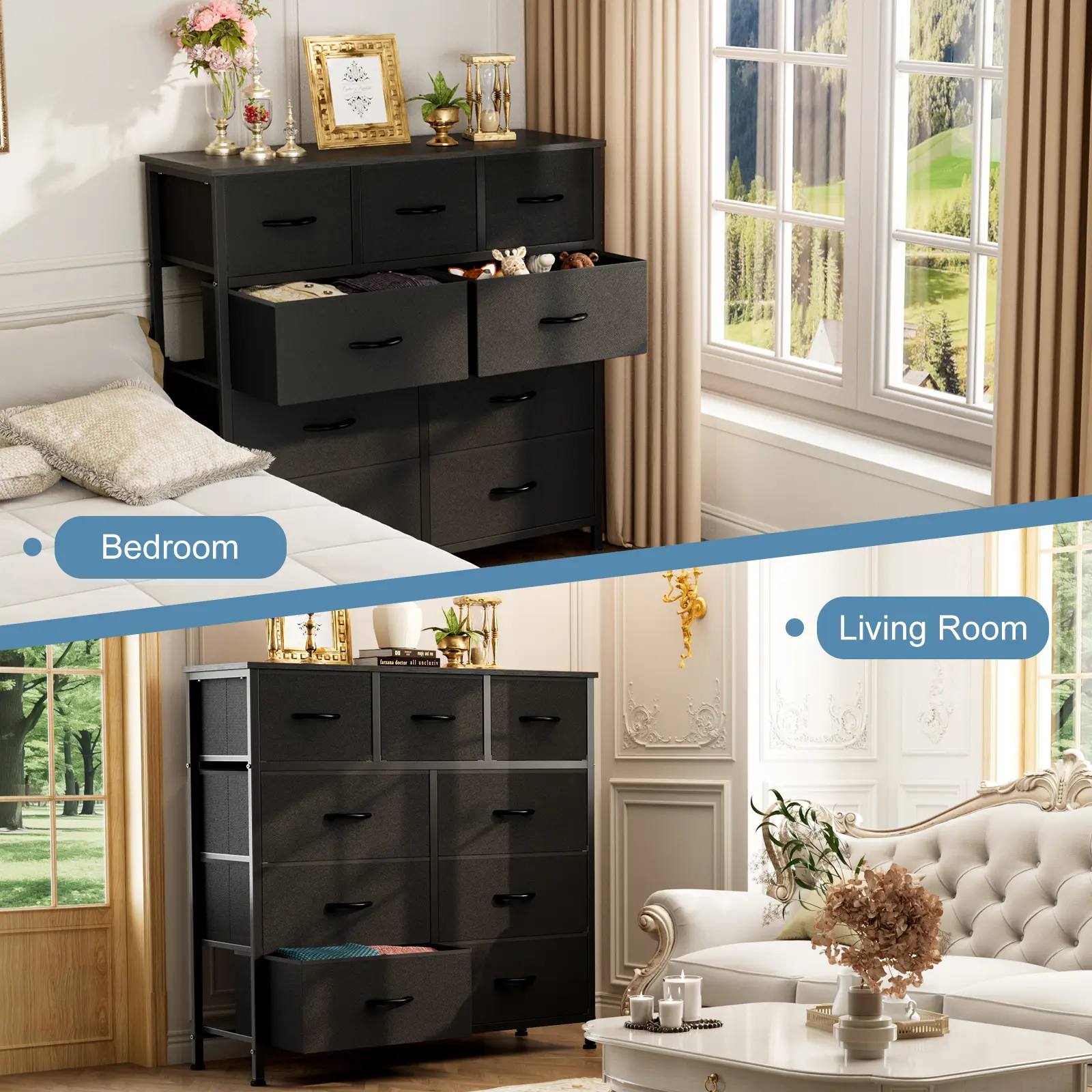 9 Drawers Dresser - Sturdy Fabric Storage Tower