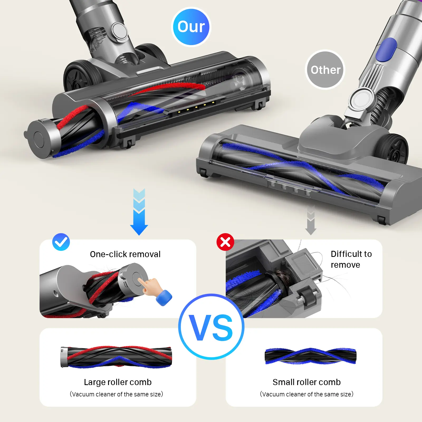 CUZMOK Cordless Vacuum Cleaner,45-Min Runtime 180W Powerful Suction,Self-Standing Stick Vacuum Cleaners with HEPA Filter for Home,Lightweight,Powerful Suction,Anti-Tangle Brush, LED Light,Detachable, for Carpet/Floor/Pet Hair/Car#Summervibes