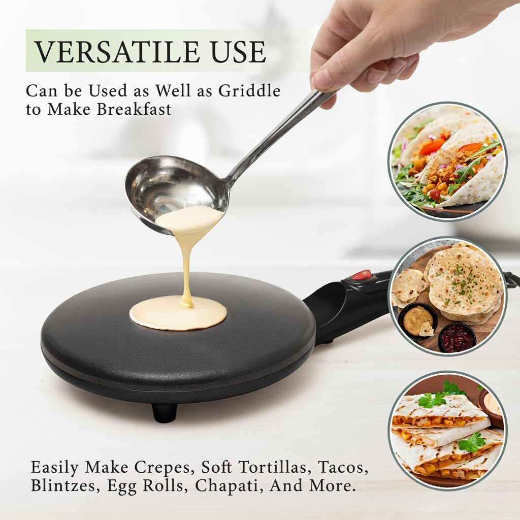 HULIABU 12” Electric Crepe Maker Machine, Griddle Nonstick Crepe Pan