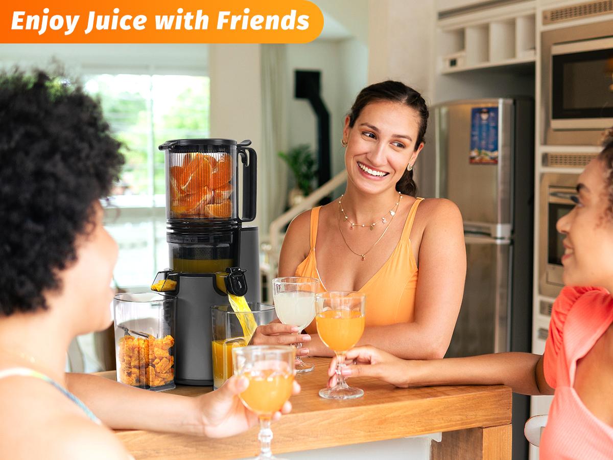 LQZ 350W Cold Press Juicer - Slow Masticating, 5.4 Inch Feed Chute, High Juice Yield, Easy Clean, 55rpm Technology for Whole Fruits & Veggies,Summer Glow LQZ 350W Cold Press Juicer - Slow Masticating, 5.4 Inch Feed Chute, High Juice Yield, Easy Clean, 55rpm Technology for Whole Fruits & Veggies,Summer Glow