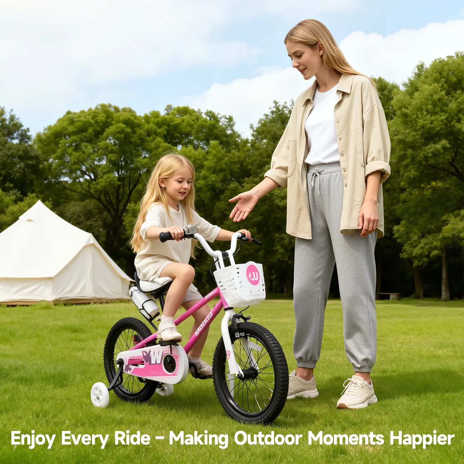 WINHOPE Hero Kids Bike for Ages 2–9 | 12–18 Inch with LED Training Wheels, Front Basket & Water Bottle Holder | 95% Pre-Assembled, Dual Brakes, Adjustable Seat & Handlebars