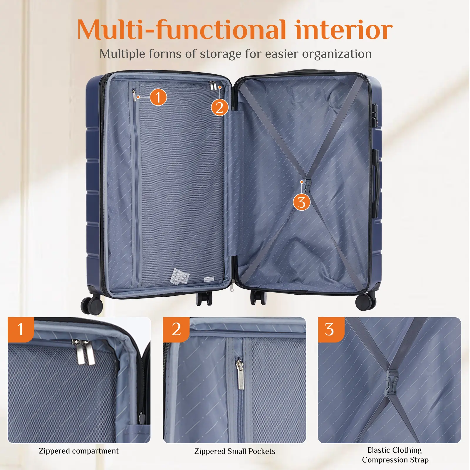 【Summer Sale】Travel Luggage, 20"/24"/28" Hardshell ABS Suitcase with Double Spinner Wheels, Lightweight Expandable Rolling Luggage with TSA Lock, Hardshell Abs Luggage