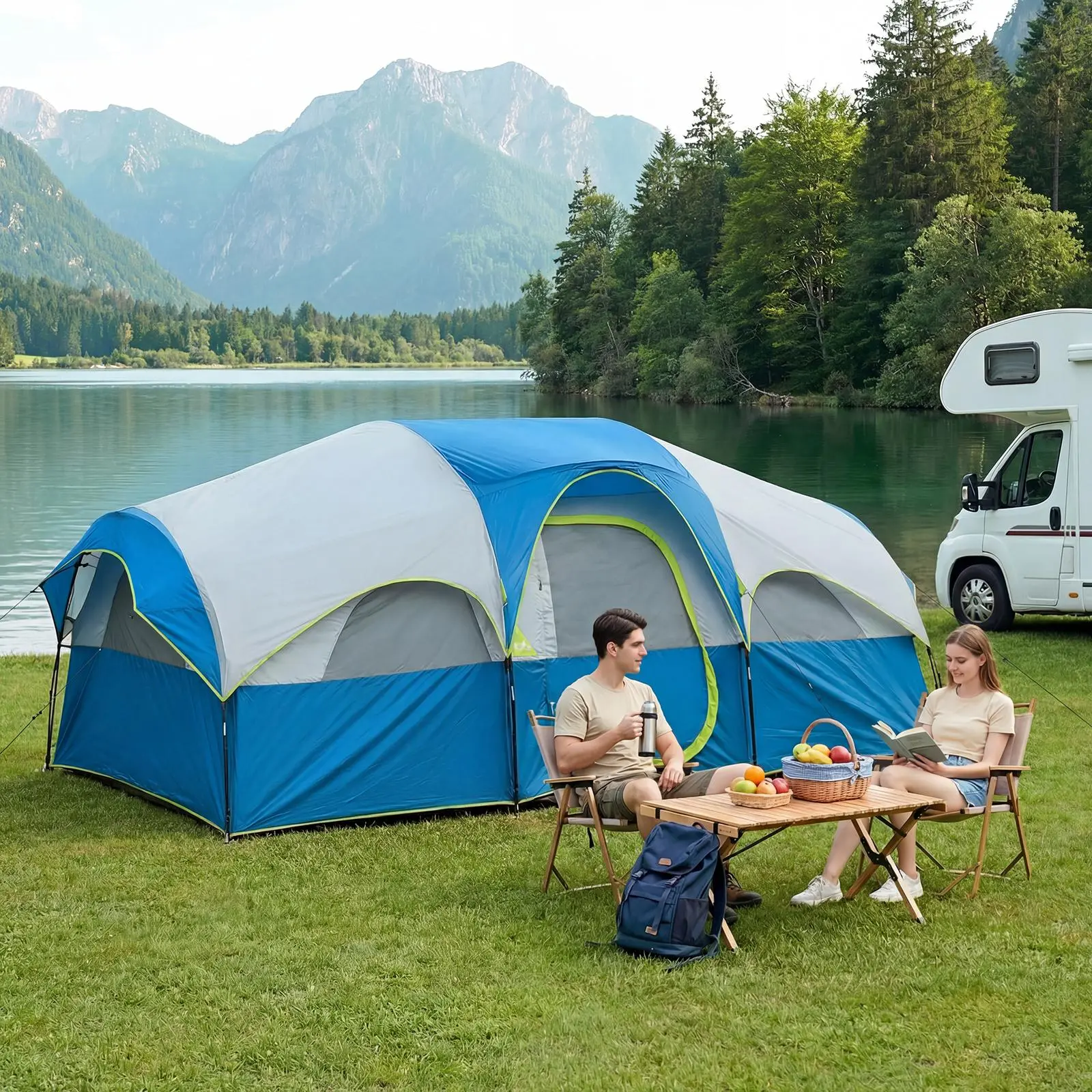 Sweetcrispy 2-8 Person Instant Polyester Camping Tent for Families, Easy Setup with Removable Rainfly, Power Cord Access & Excellent Ventilation, Easy Setup Tents, Tents For Camping