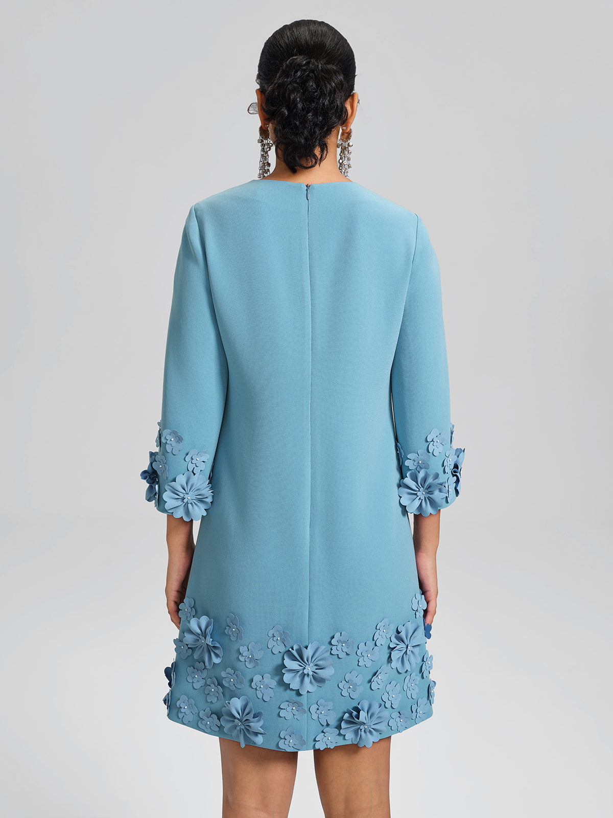 3D Floral Embellished Shift Dress