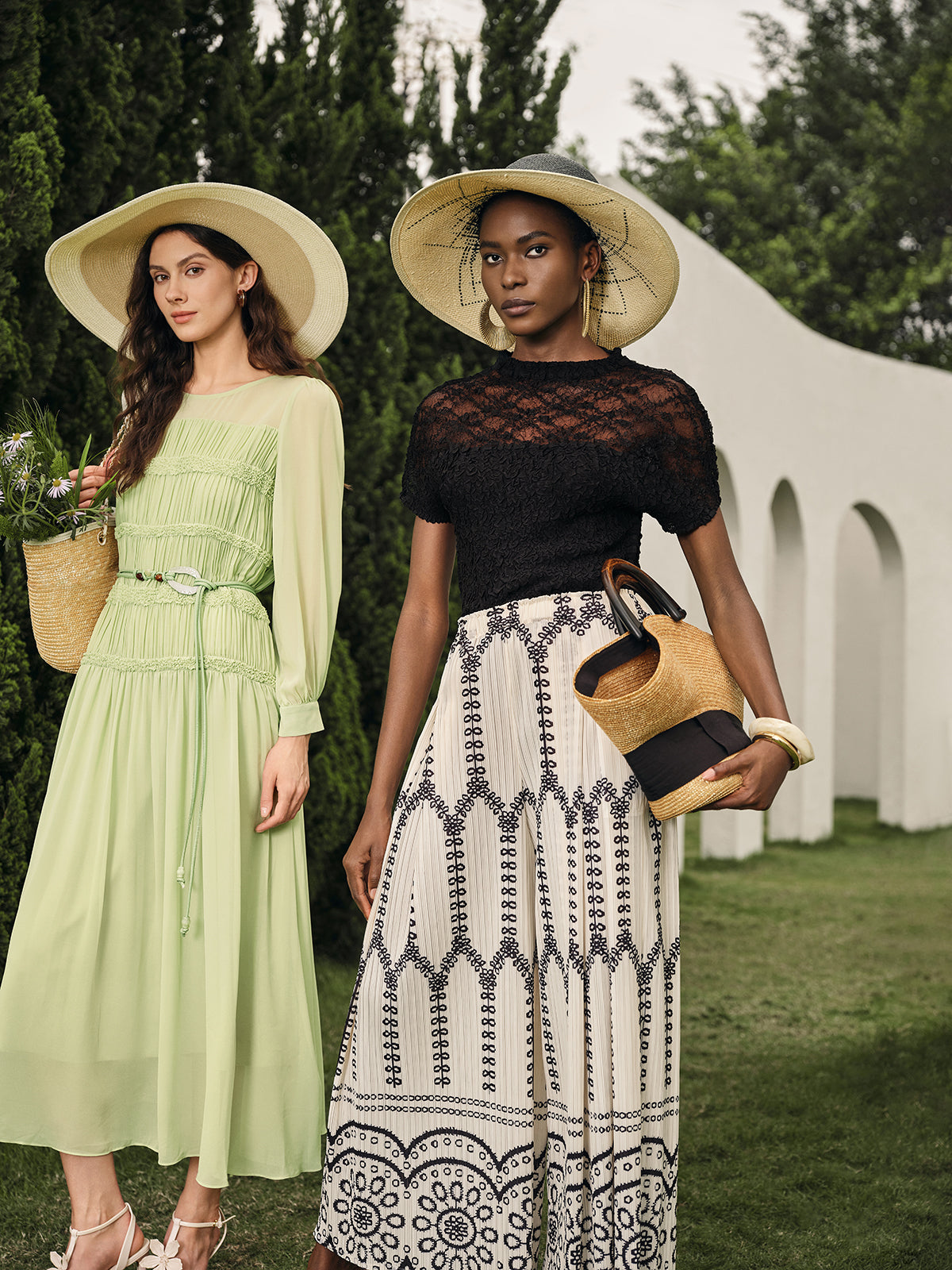 Smocked Pleated Dress (Belt Included)