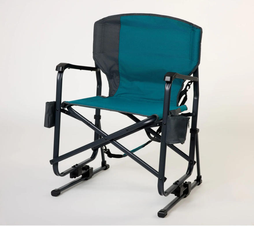 Redwood‑Tone Rocker Chair with Smooth Flow‑Motion Rocking, Portable Folding Outdoor Recliner for Patio & Backyard