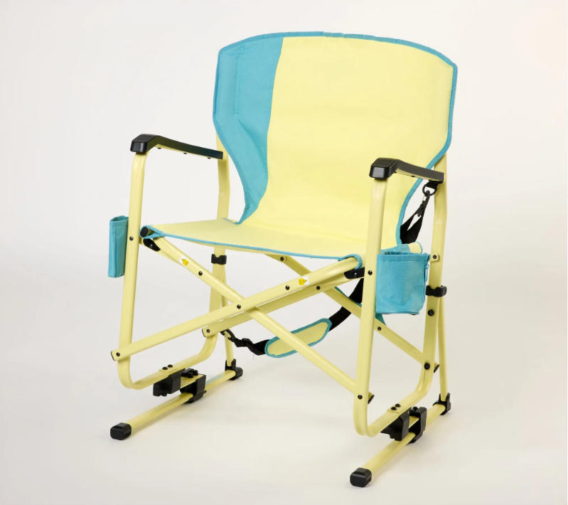 Redwood‑Tone Rocker Chair with Smooth Flow‑Motion Rocking, Portable Folding Outdoor Recliner for Patio & Backyard