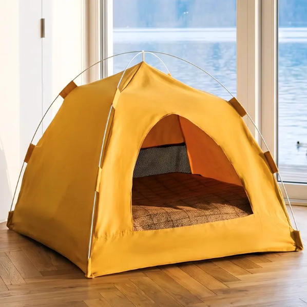 Semi‑Enclosed Pet Tent Bed, Cozy Washable Removable Sleeping Nest, All‑Season Indoor & Outdoor Use for Cats & Small Pets