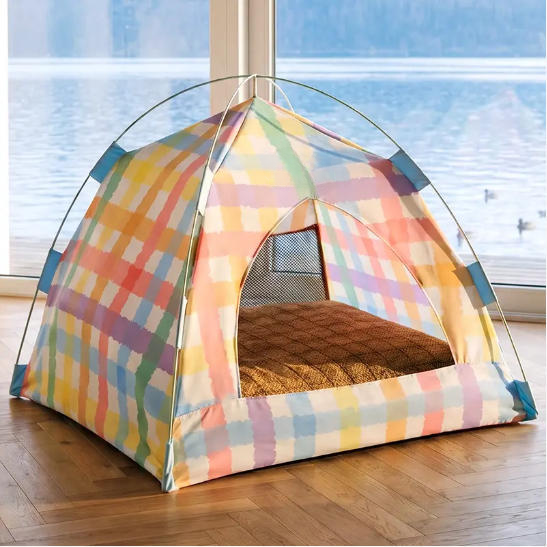 Semi‑Enclosed Pet Tent Bed, Cozy Washable Removable Sleeping Nest, All‑Season Indoor & Outdoor Use for Cats & Small Pets