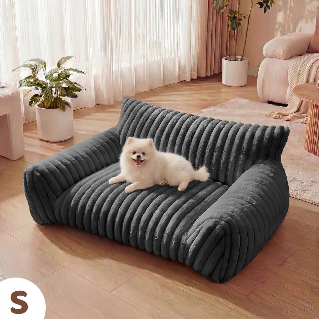Fluffy Cloud Pet Sofa Bed, Claw‑Safe Fleece Pet Couch with Washable Removable Cover & 3‑Sided Bolster