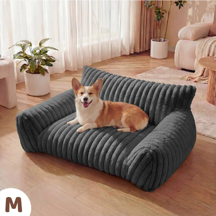 Fluffy Cloud Pet Sofa Bed, Claw‑Safe Fleece Pet Couch with Washable Removable Cover & 3‑Sided Bolster