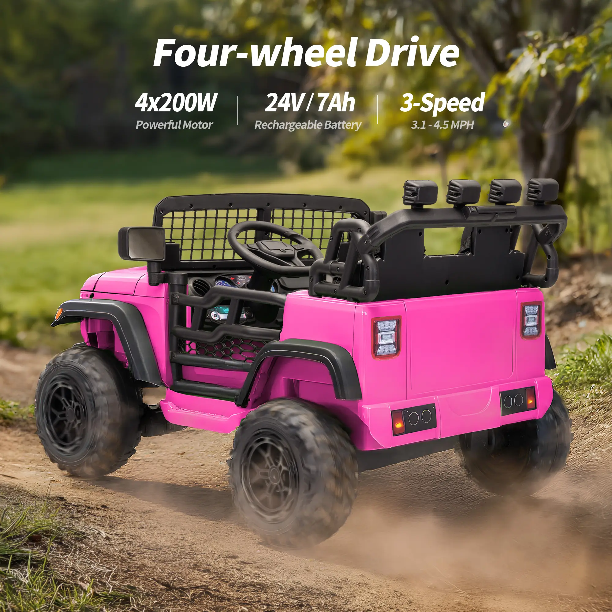 Outfunny 24V Kids Ride on Truck, 4WD/2WD 2 Seater Electric Ride on Toys Car for Big Kids w/ Remote, 4x200W Motor