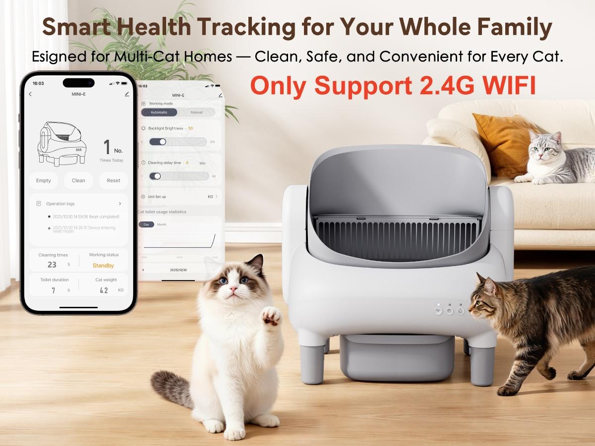 FUMOI Automatic Litter Box for Multi-Cat Homes - Open-Top Auto Cleaner, APP Control, Safety Sensors, Odor Lock, 10.5L Large Waste Bin (2.4G WiFi Only) FUMOI Automatic Litter Box for Multi-Cat Homes - Open-Top Auto Cleaner, APP Control, Safety Sensors, Odor Lock, 10.5L Large Waste Bin (2.4G WiFi Only)