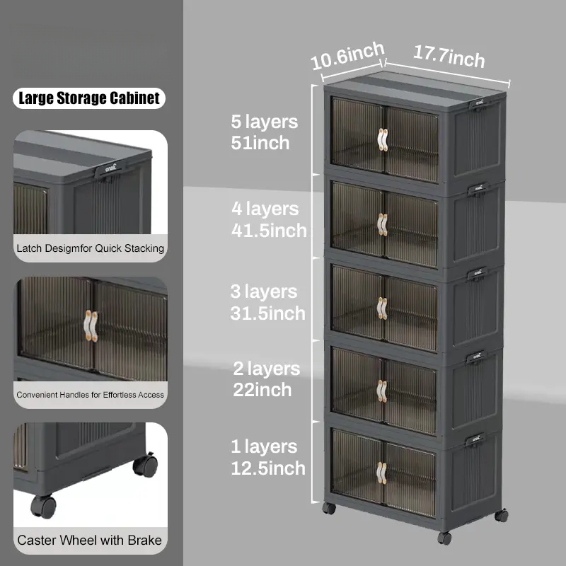 128QT Foldable Collapsible Bins with Lid, Magnetic Doors, 360-Degree Wheels - Eco-Friendly Storage Organizer for Room Storage, Small Room Organization Products
