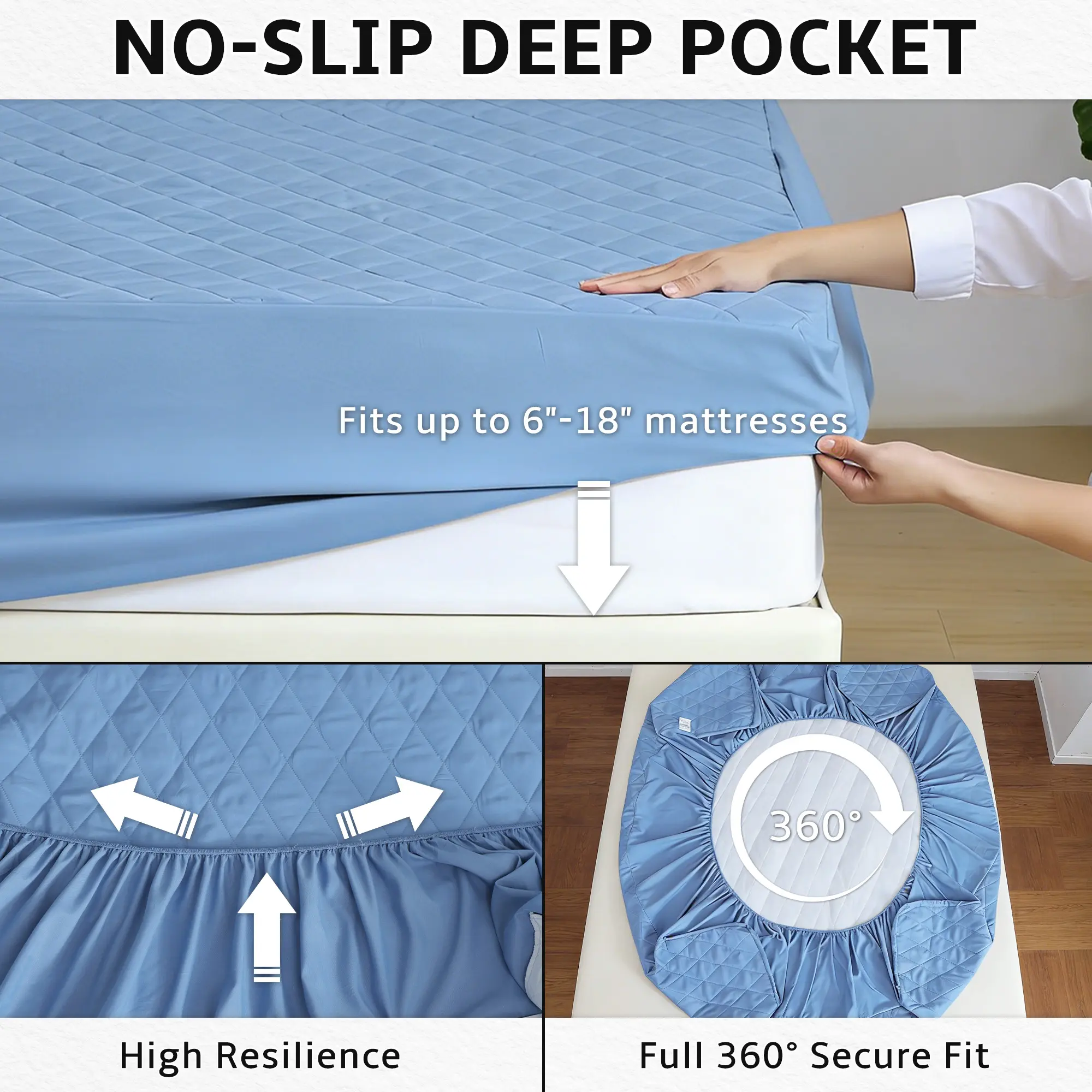 Waterproof Mattress Protector Queen Size, Washable & Durable Mattress Cover, 6-16'' Deep Pocket Mattress Pad , Fitted Sheet For Bedroom, Guest Room, Collage Dorm,Hotel,Dust Proof,back to school,back to school shopping,home decor