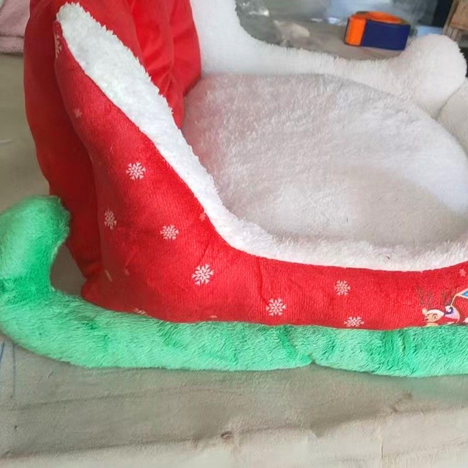 Cozy Christmas Sleigh Pet Bed for Cats & Dogs
