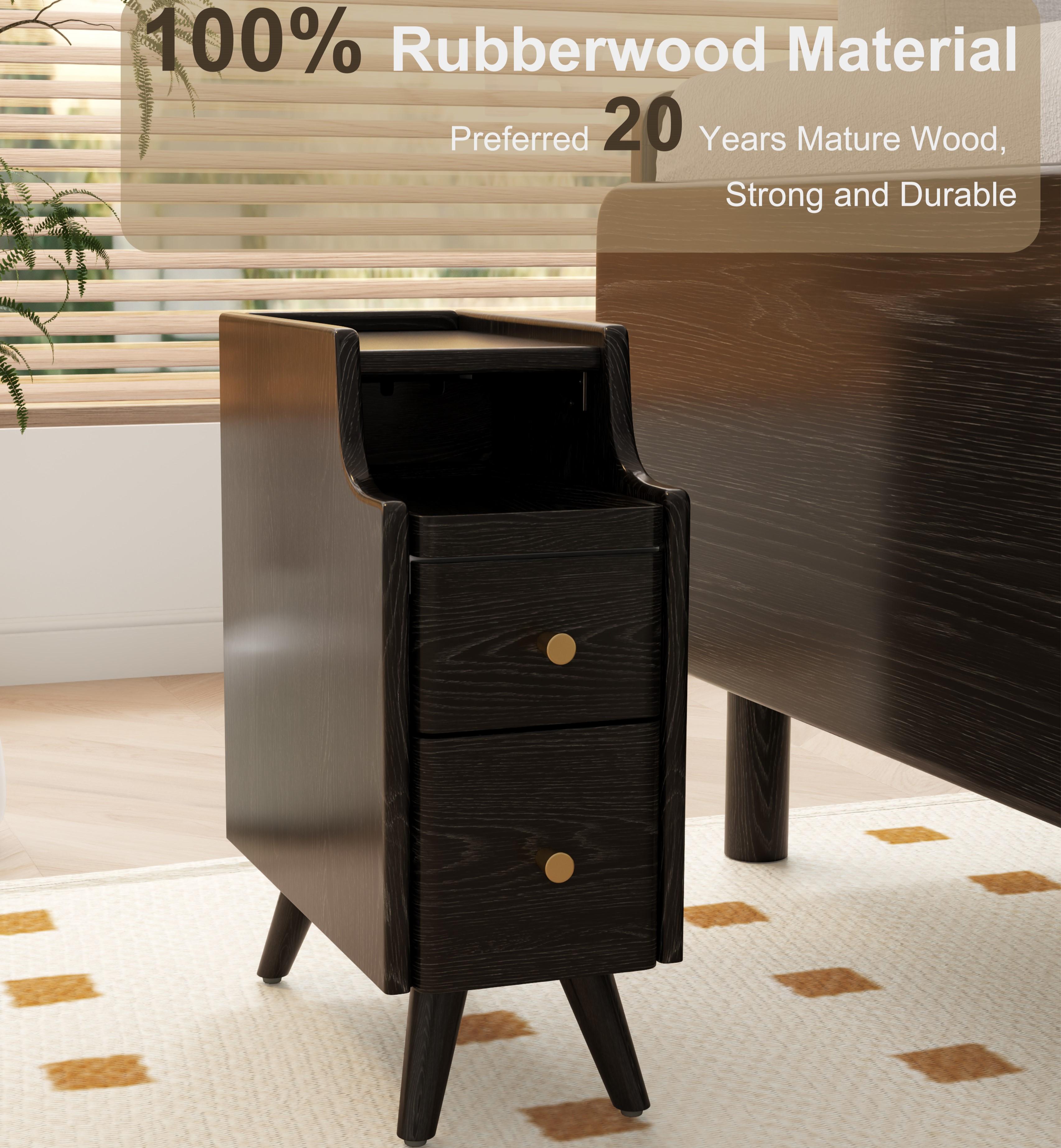 Solid Wood Modern Nightstand - No MDF, Storage Organizer, Space-Saving Furniture for Small Spaces, Bedroom Bedside Table with Drawers Nightstand For Bedroom Bedroom Nightstands