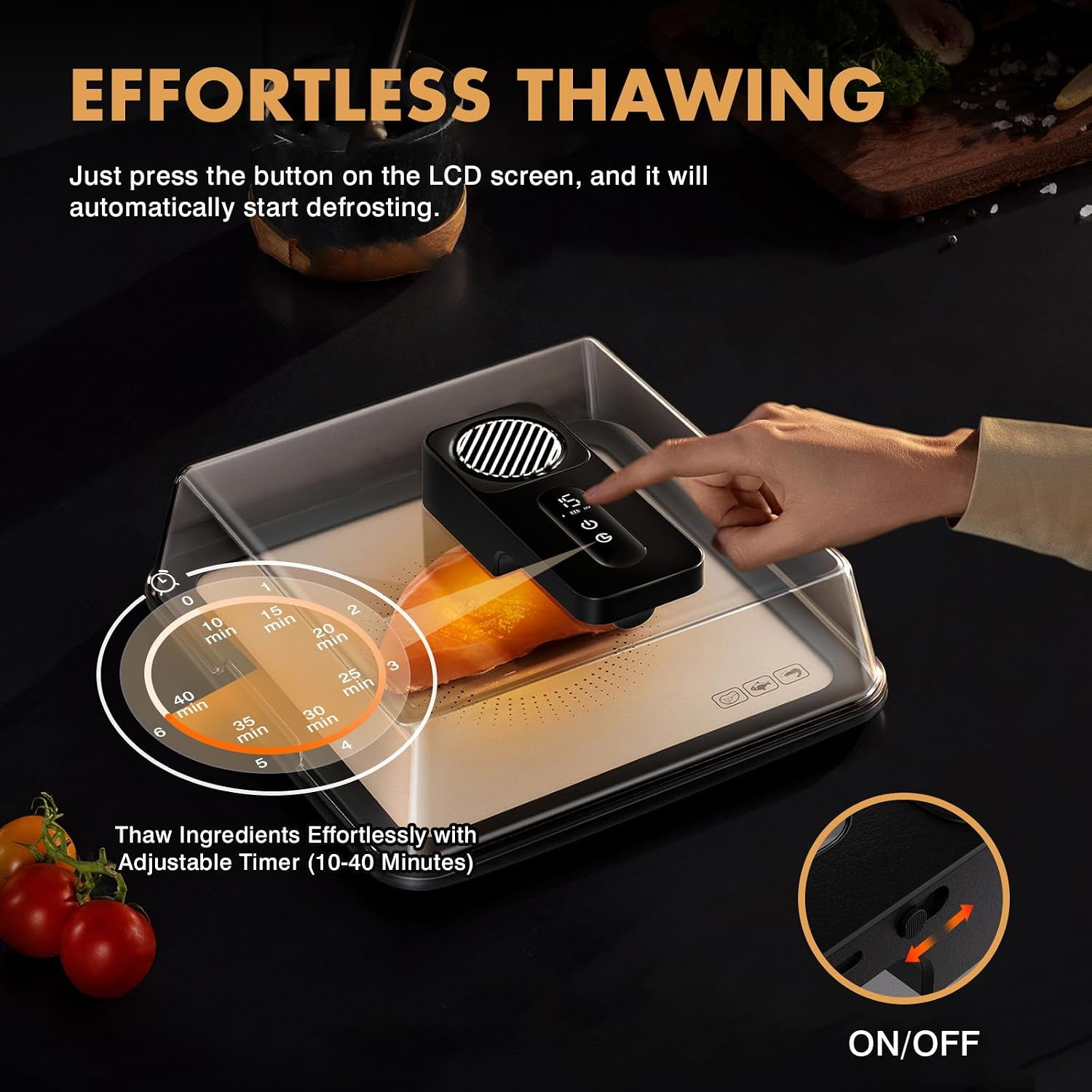 HULIABU Rapid Defrosting Tray for Frozen Meat, Meat Thawing Tray for Frozen Meat with Airflow Technology, Meat Defroster, Smart Defrosting Mat, Thawing Mat, No Microwaves, No Cold/Warm Water Required, White