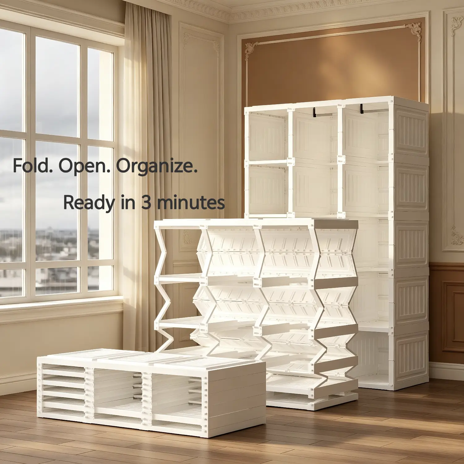 Portable Transparent Wardrobe Closet Storage Organizer for Clothes Folding Plastic Wardrobe with Magnetic Door and Easy Assembly roperos para guardar ropa armario de ropa closet bedroom armoires 2 Hanging Rod Multifunctional Space Saving Organizer