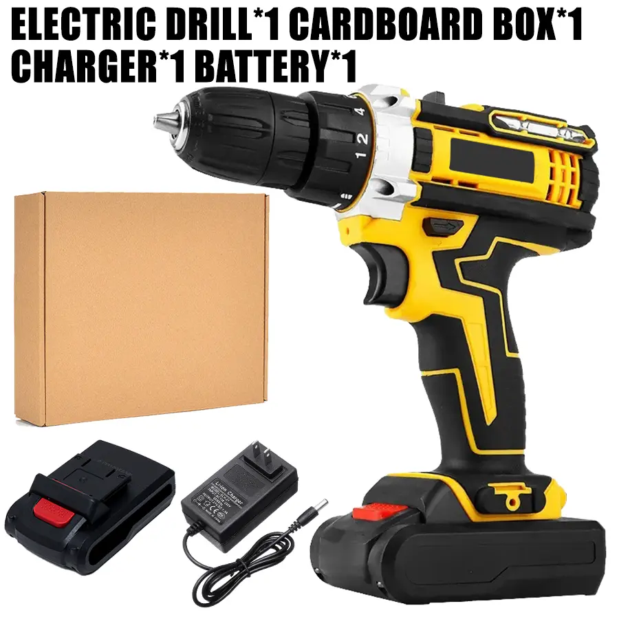 21V Cordless Drill Set with 2 Batteries, Portable 2-Speed DIY Home Tool Kit