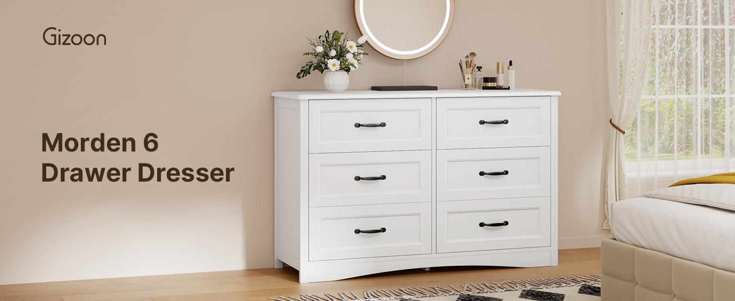 Gizoon 6 Drawer Dresser,Dresser for Bedroom with Mental Handle, White Dresser for Cloakroom, Hallway, Entryway Cupboard Apartment Furniture Organize Organizing,dorm essentials,home decor Gizoon 6 Drawer Dresser,Dresser for Bedroom with Mental Handle, White Dresser for Cloakroom, Hallway, Entryway Cupboard Apartment Furniture Organize Organizing,dorm essentials,home decor