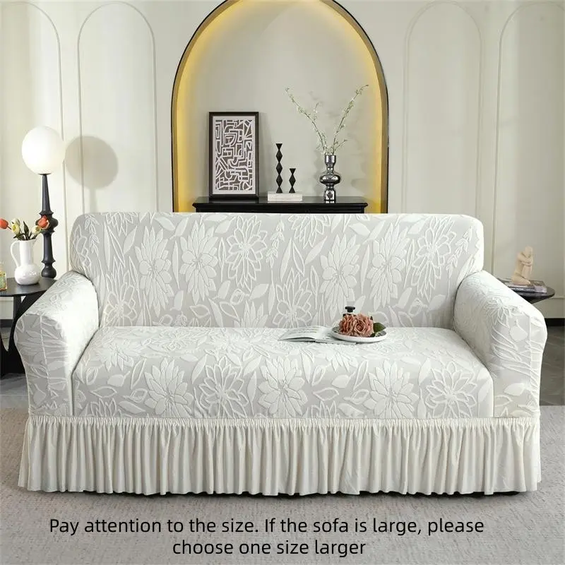 Pure Color Elastic Jacquard Sofa Cover, Sofa Couch Covers, Stretch Sofa Cover Dustproof Slipcover for Living Room Outdoor Single Twin Triple Quad Armchair, All Seasons Washable