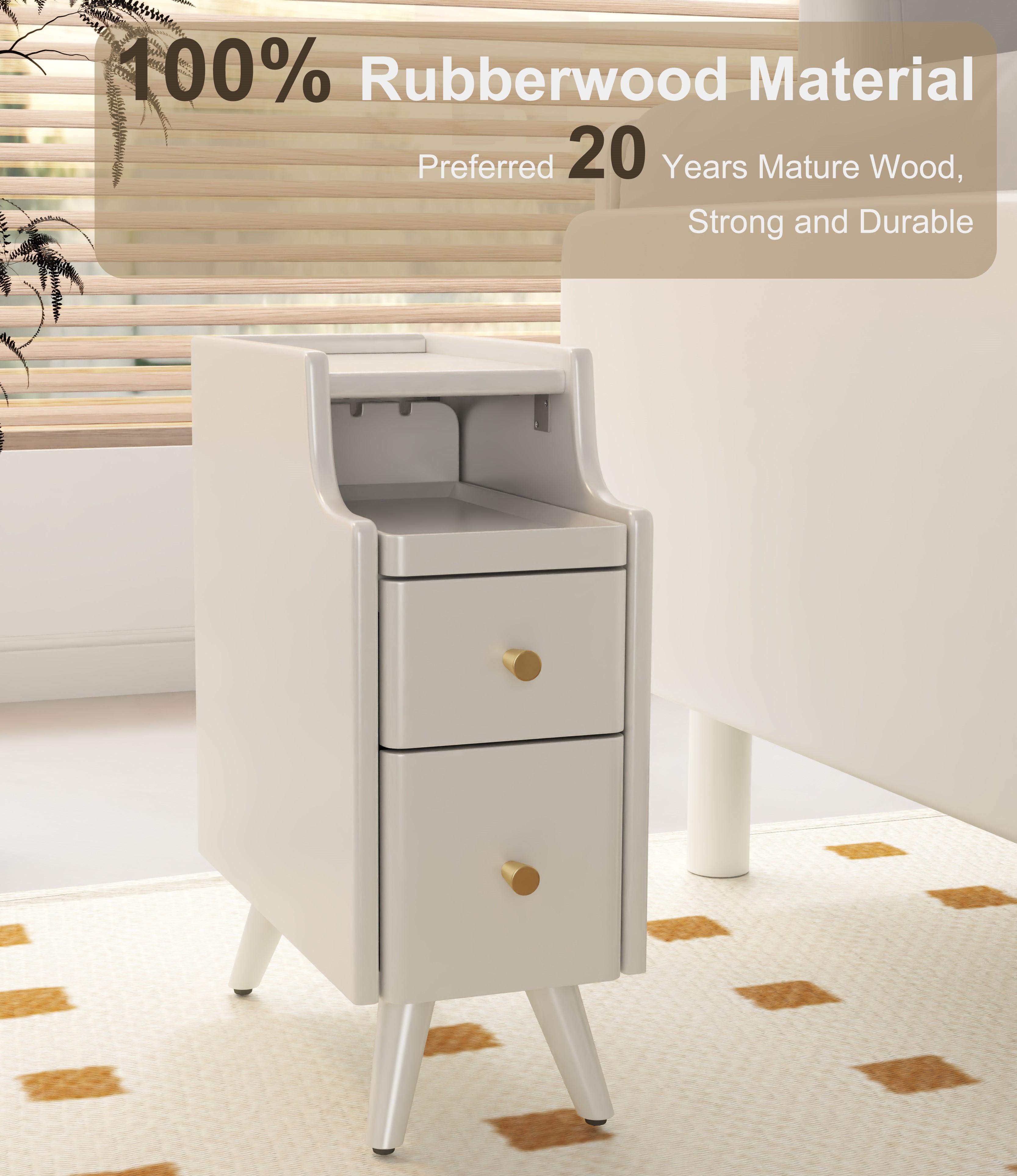 Solid Wood Modern Nightstand - No MDF, Storage Organizer, Space-Saving Furniture for Small Spaces, Bedroom Bedside Table with Drawers Nightstand For Bedroom Bedroom Nightstands