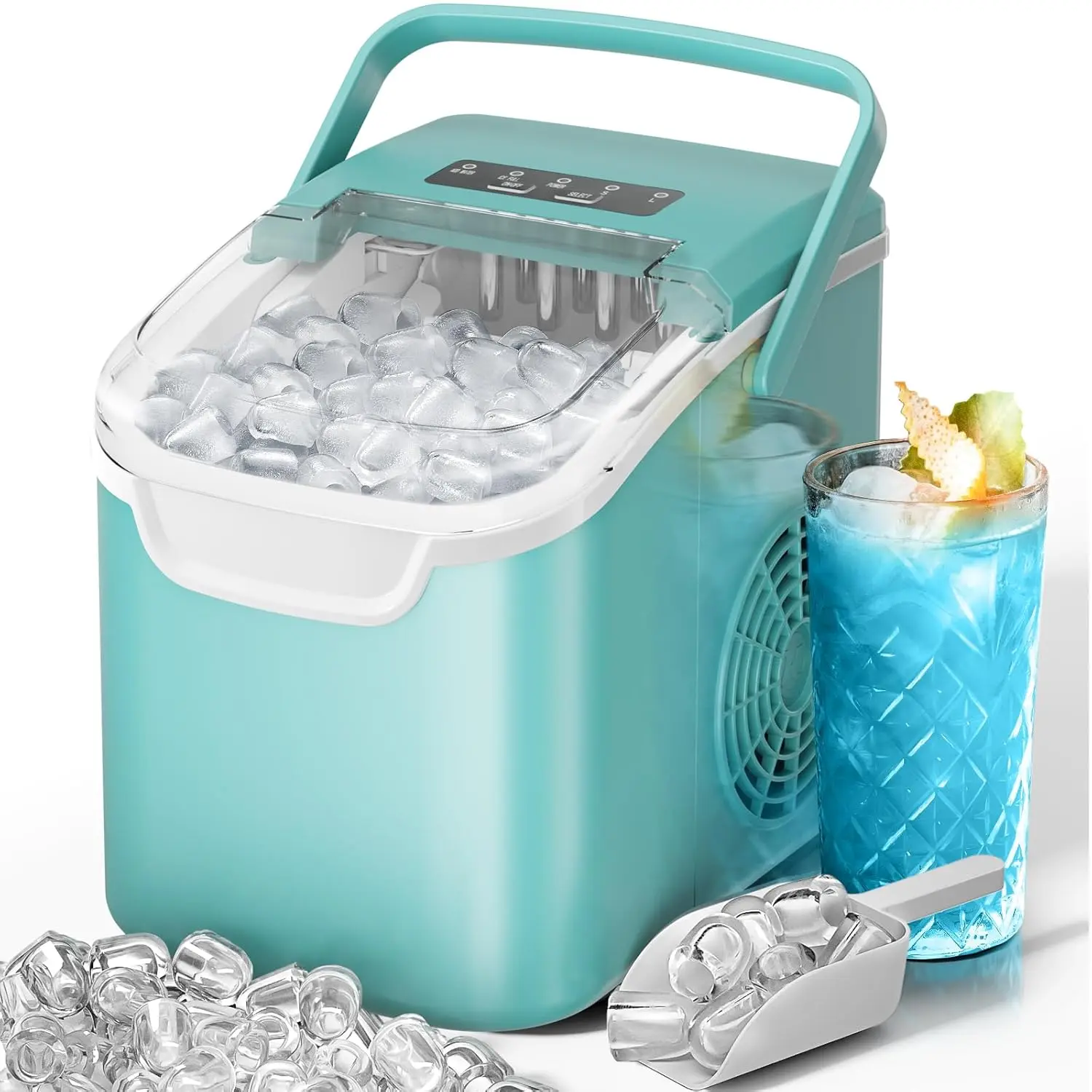Back To School - HULIABU Countertop Icemaker with Handle - Bullet Ice Making Machine, 8 Cubes in 6 Mins, Portable Self-Cleaning Ice Machine for Home/Office (Purple)